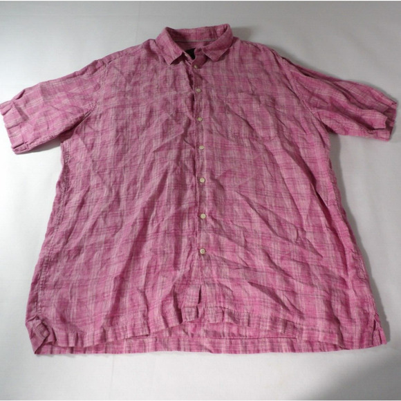 Jos. A Co Reserve Mens 2XLT Linen Button Up Short Sleeve Burgundy Big Tall Vacay - Picture 1 of 8